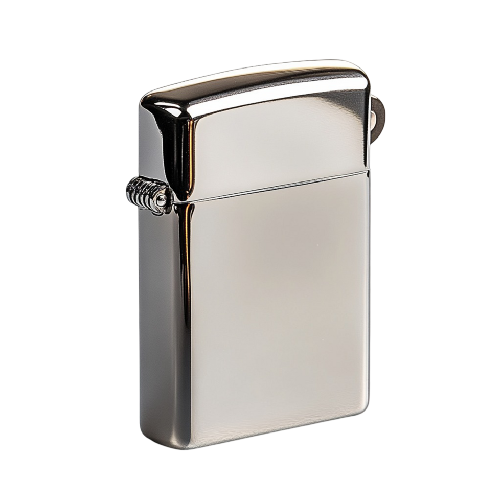 A classic metal lighter with a shiny finish png