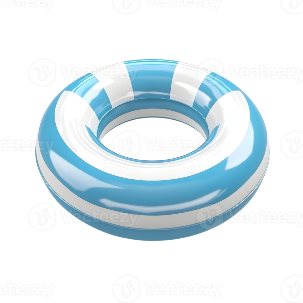 A Stunning View of a Blue and White Striped Inflatable Pool Float Ring png