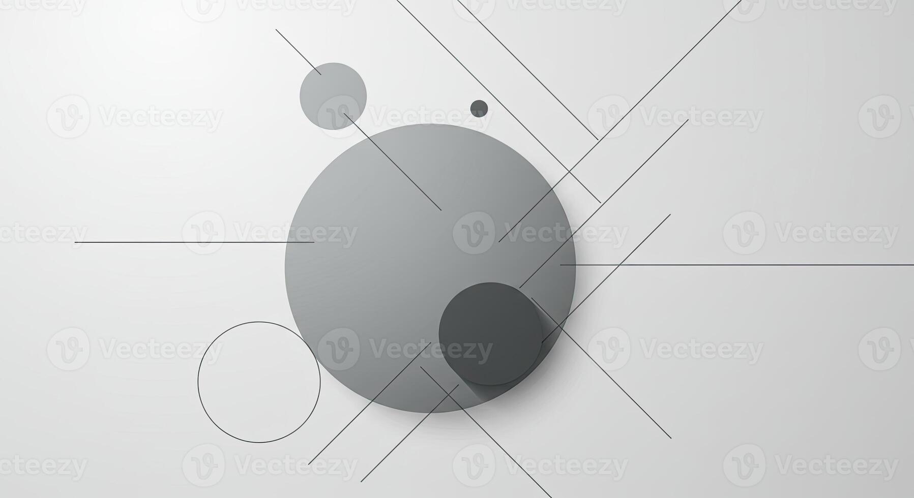 A black and white abstract design with circles and lines photo