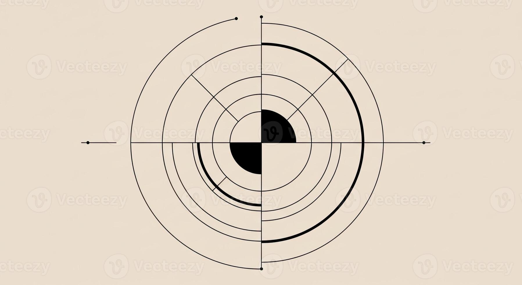 A black and white image of a circle with a line through it photo