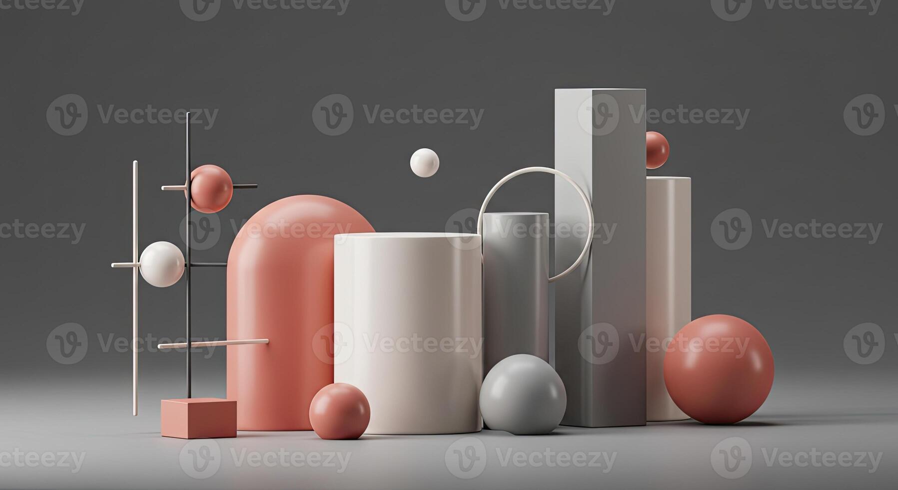 A group of different colored objects on a gray surface photo