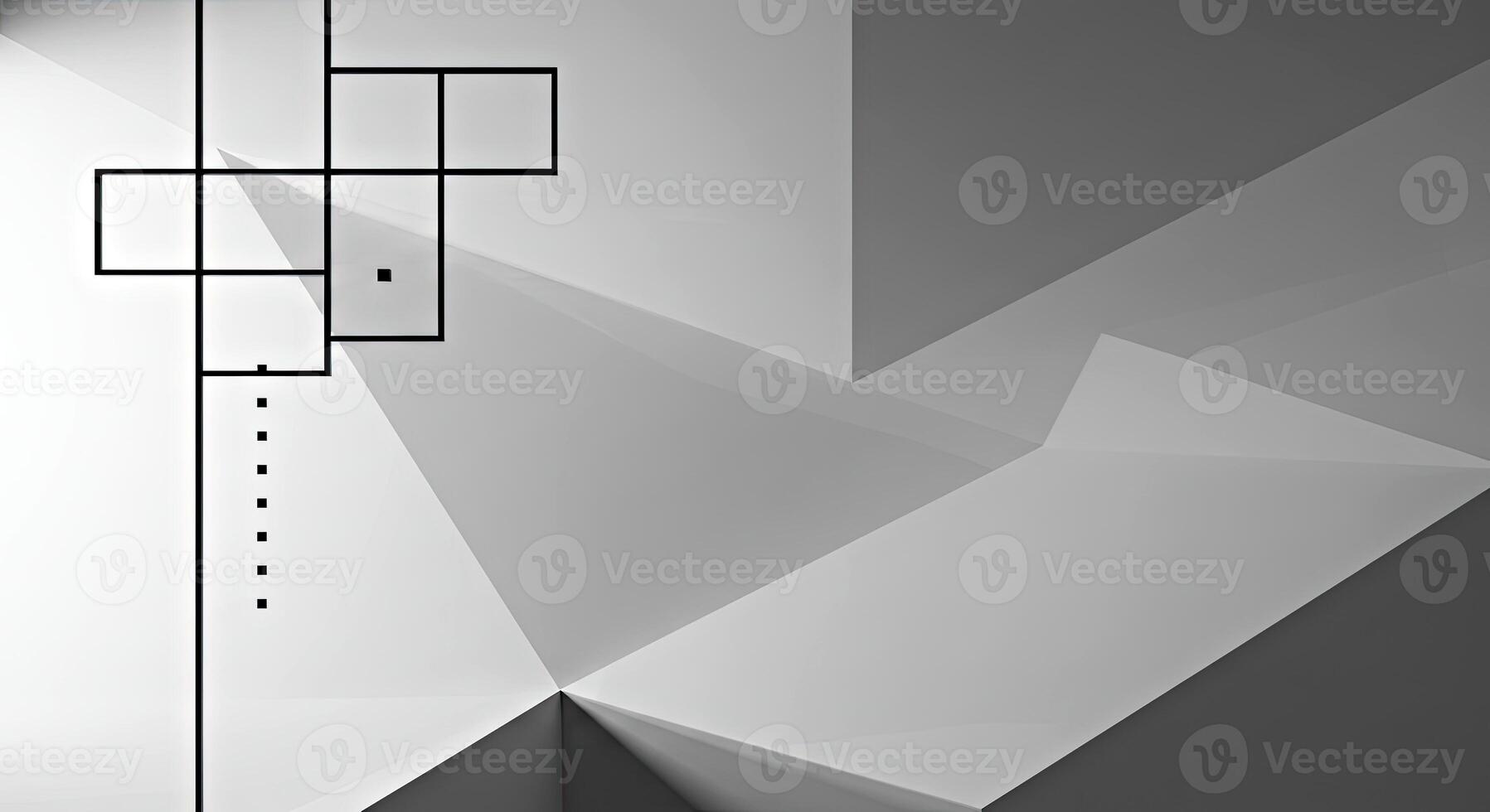 A black and white abstract design with a white background photo
