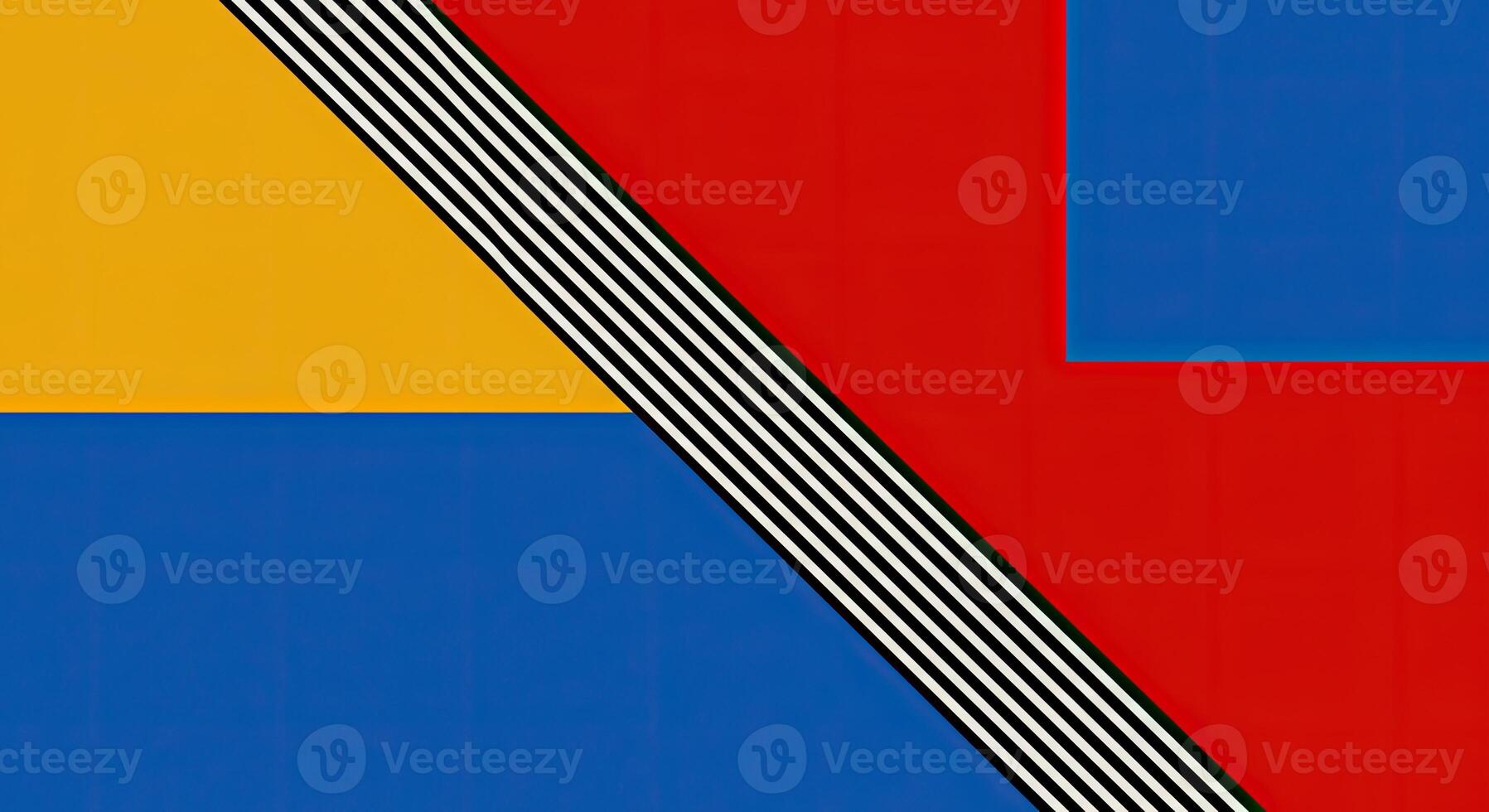 A blue, yellow and red square with a black line photo
