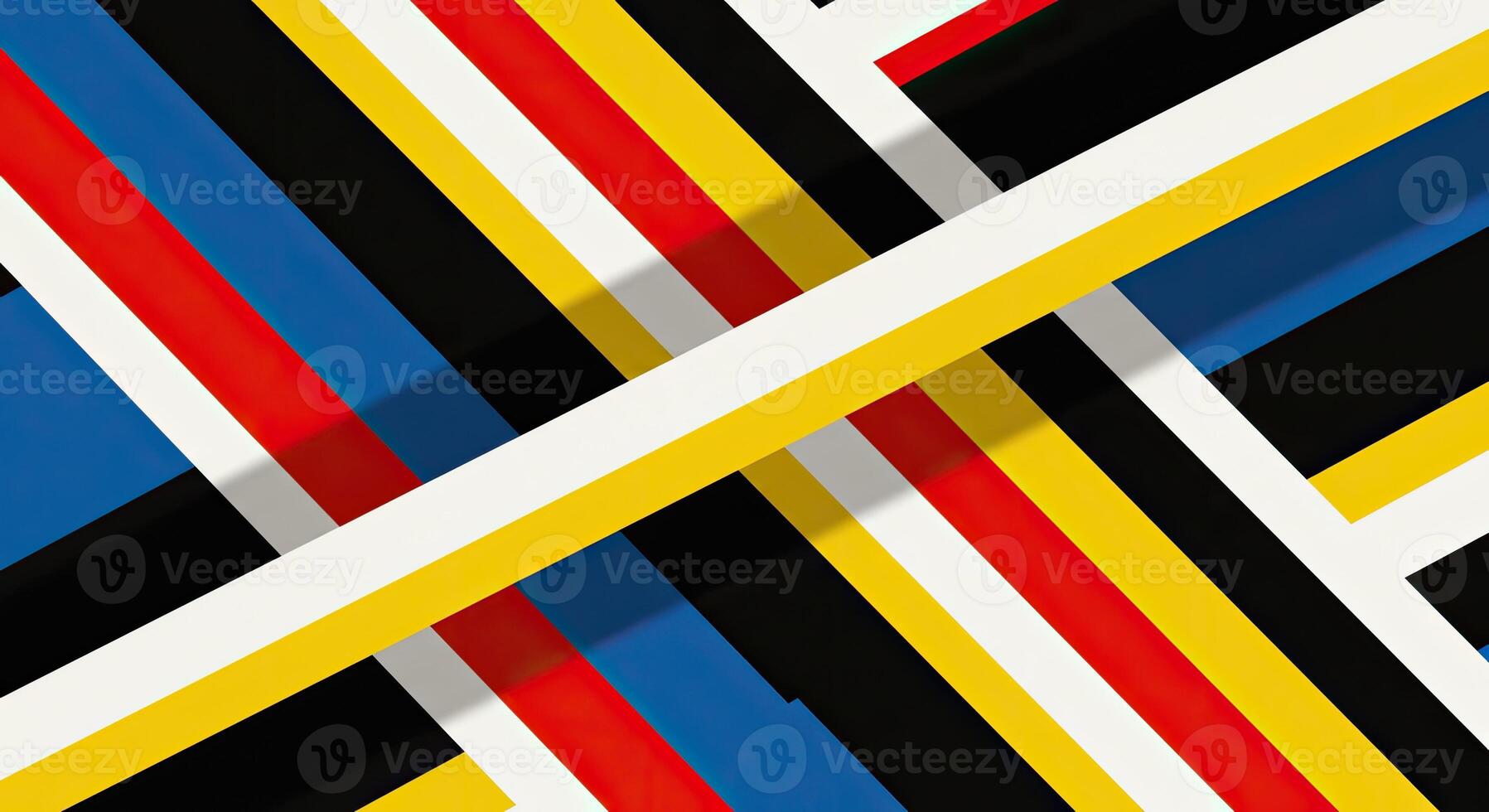 A colorful abstract pattern with black, red, yellow and blue stripes photo