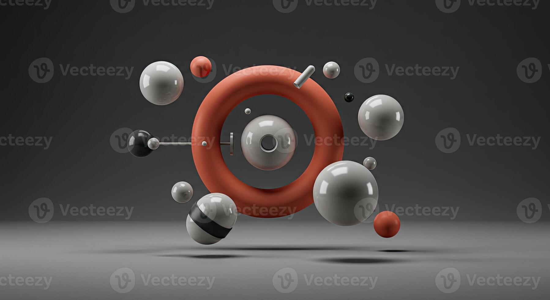 A 3d rendering of a circle with several balls photo