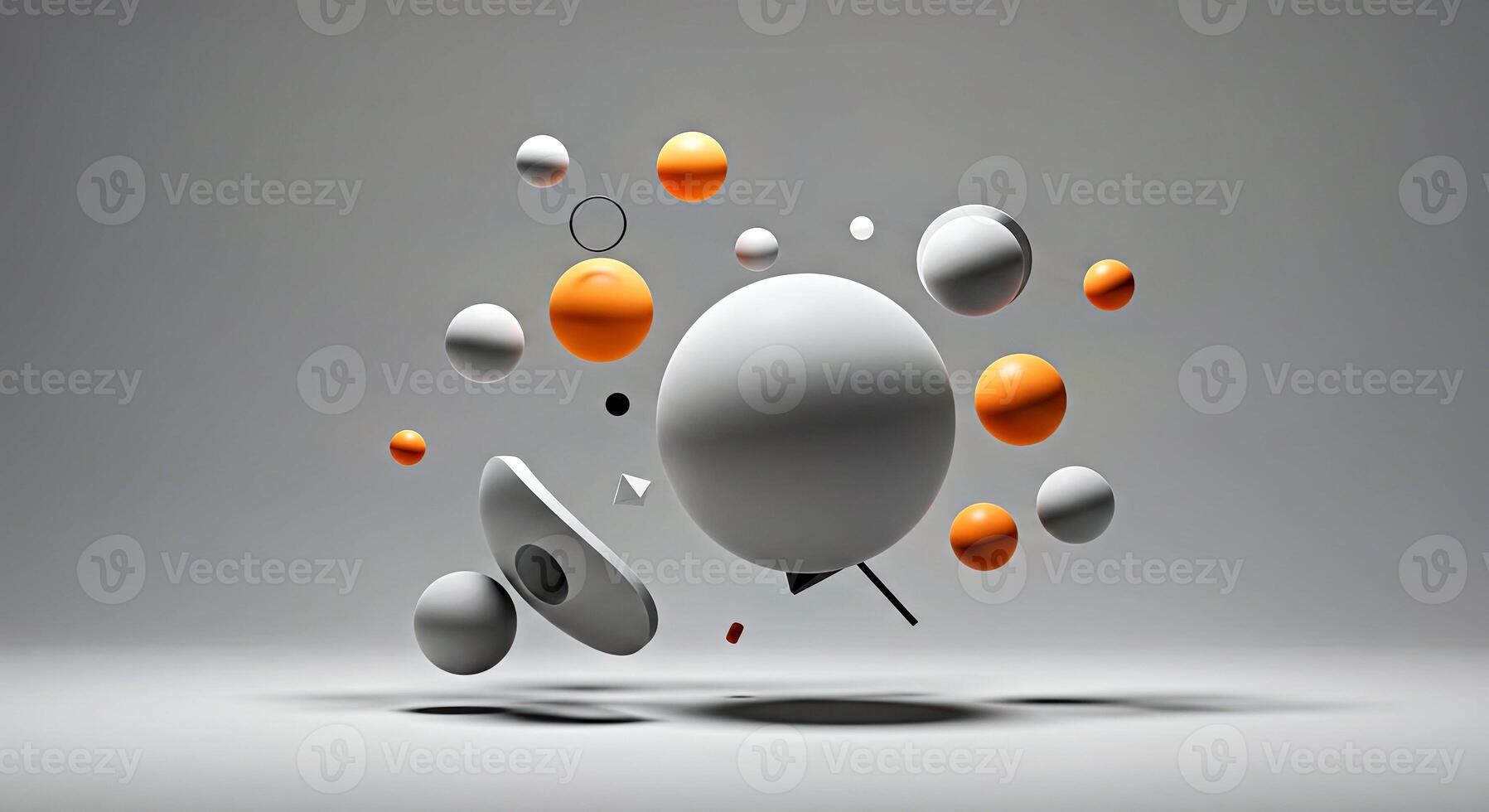 3d rendering of a ball and orange spheres photo