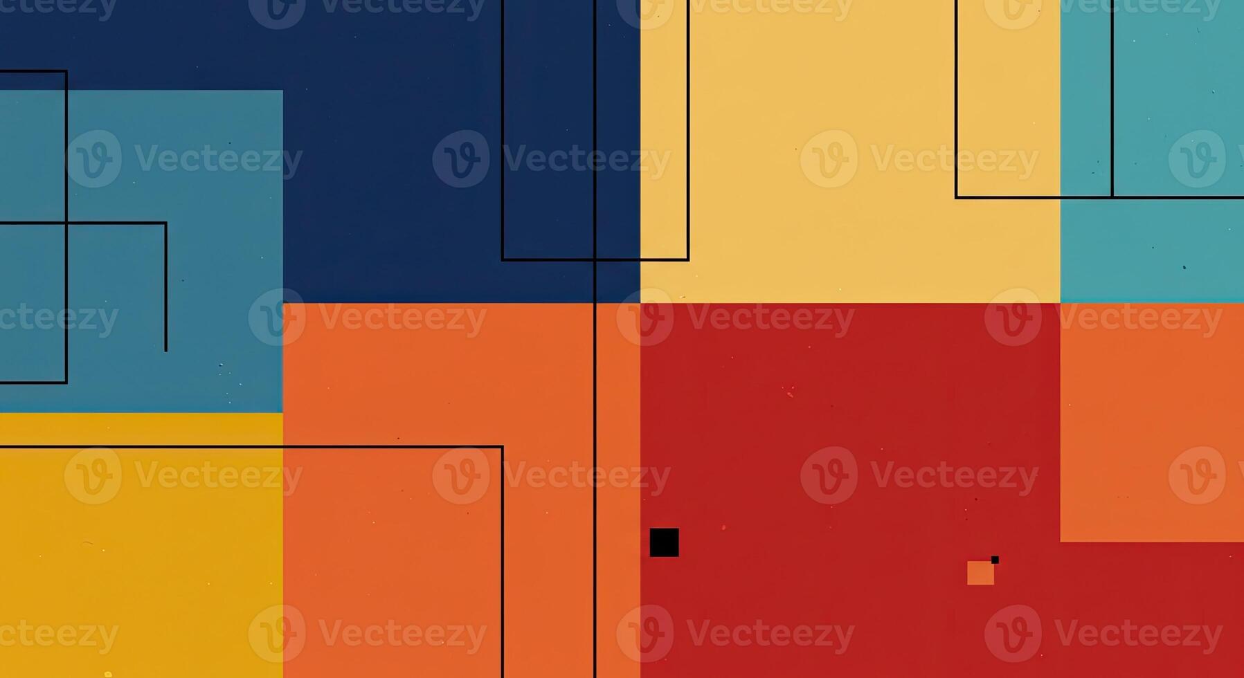 A colorful abstract painting with squares and lines photo