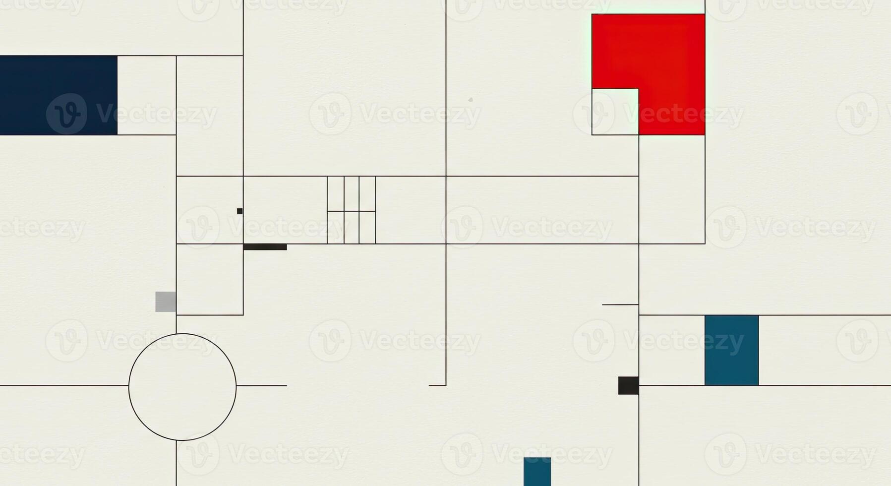 A drawing of a house with a red, blue and white floor photo
