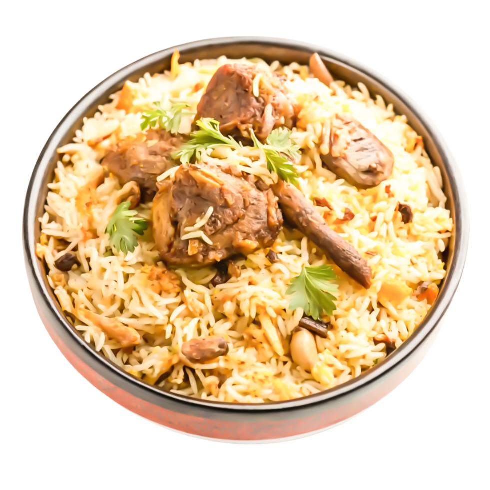 Delicious Mutton Biryani in a Bowl Aromatic Rice, Tender Meat, Indian Cuisine png