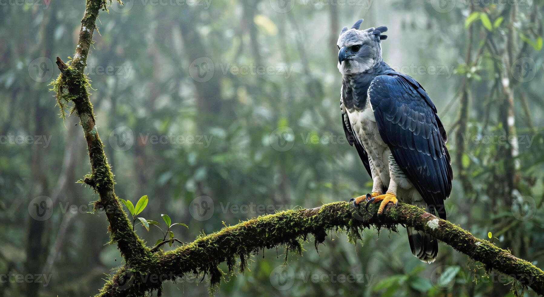 A blue and gray bird is sitting on a branch photo