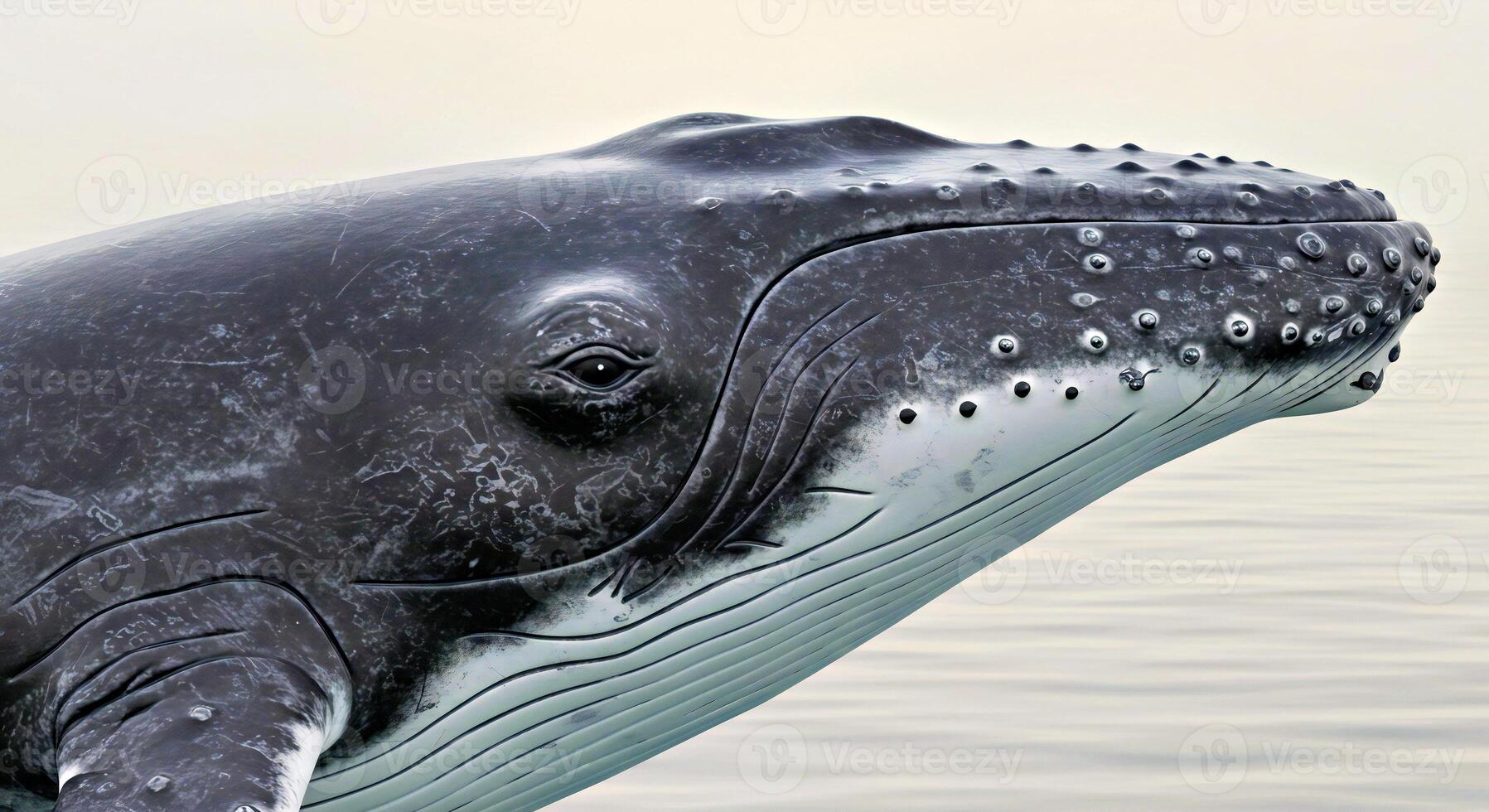 A close up of a whale with a large head photo