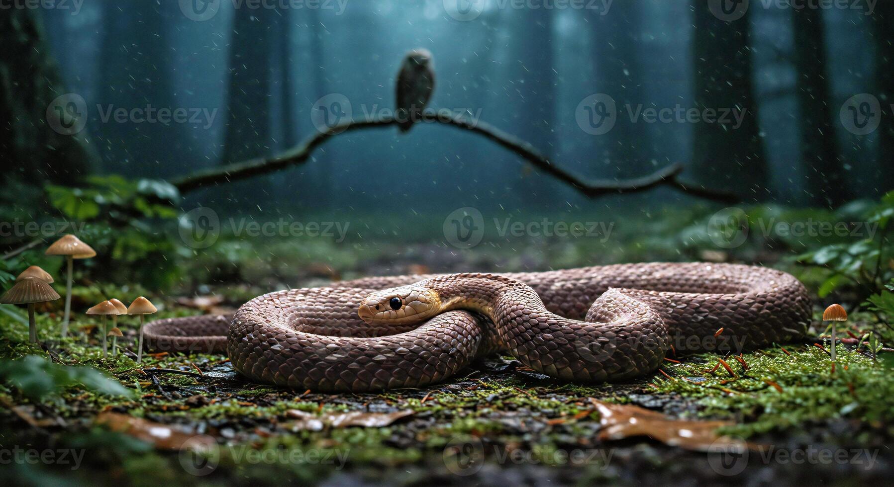 A snake in the rain photo