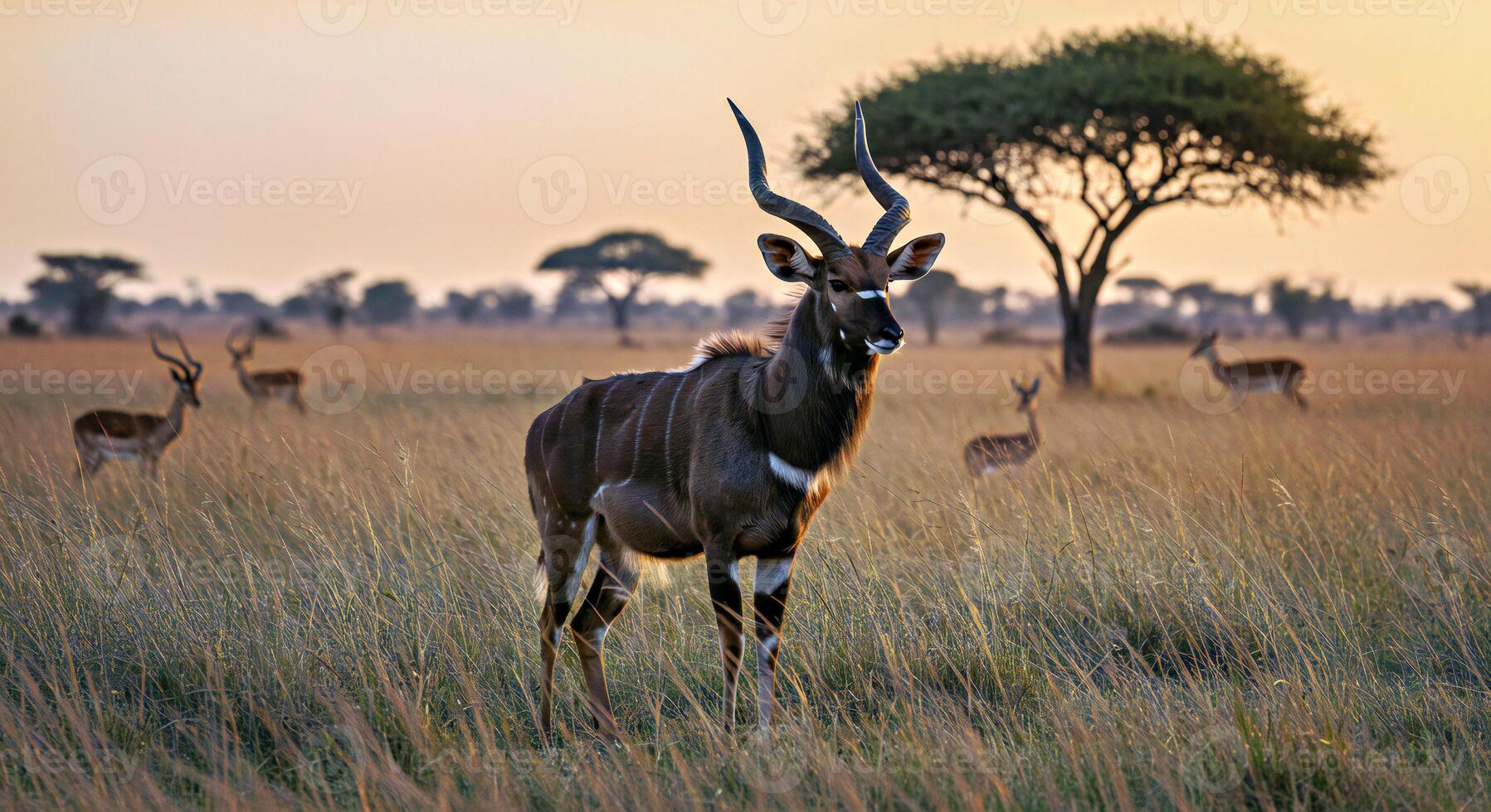 A large antelope in the grass photo