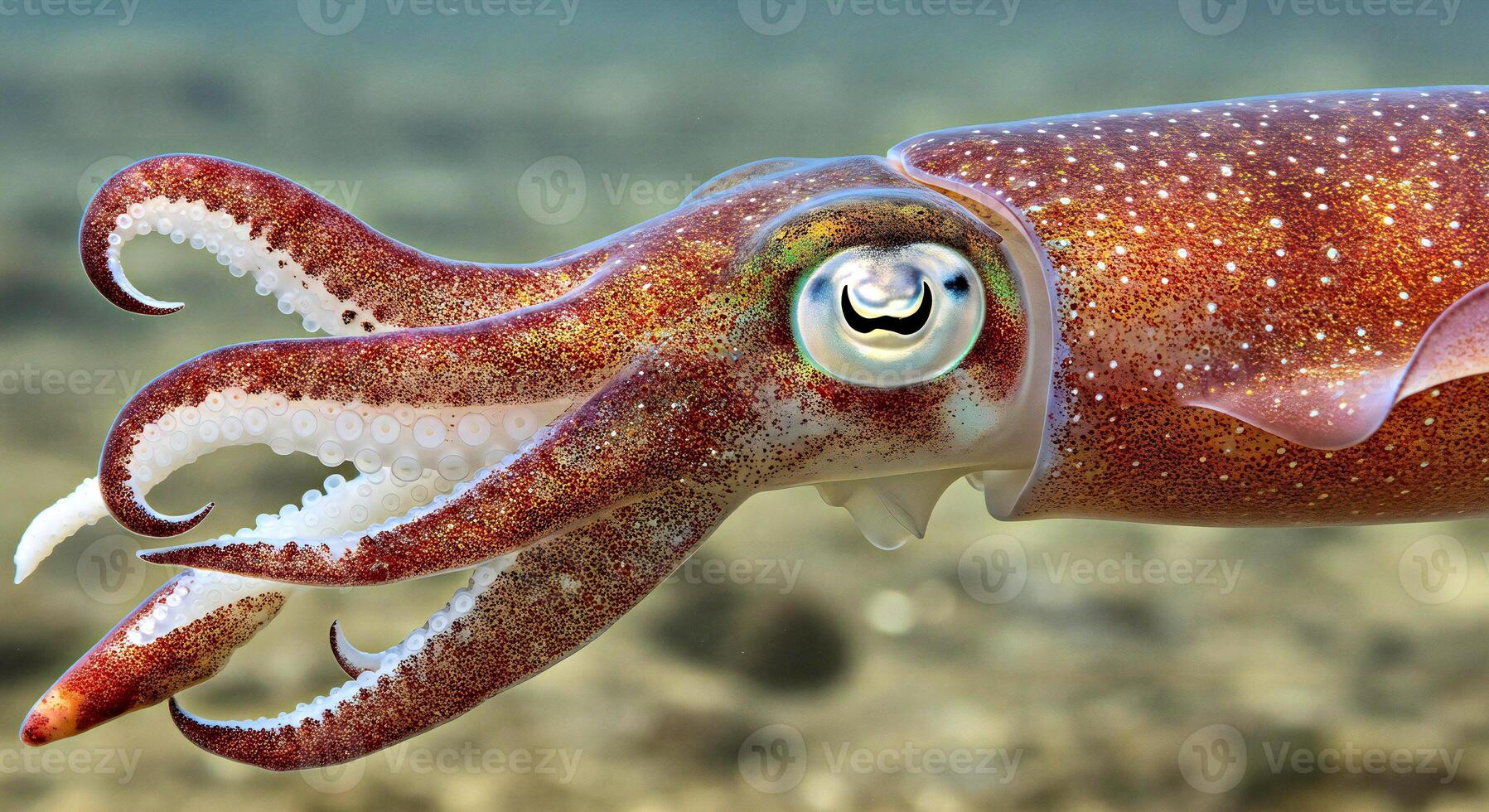 A close up of a squid with its eyes open photo