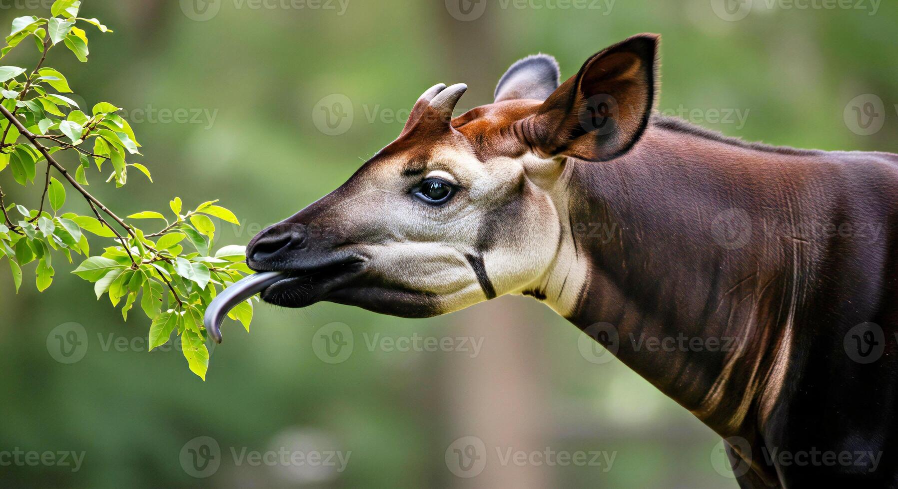 A close up of a cow eating a leaf photo