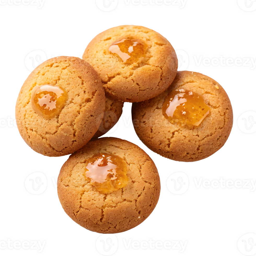 Freshly baked cookies topped with sweet jam ready for enjoyment png