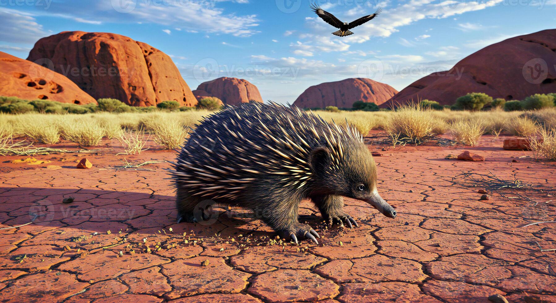 A small echidna in the desert photo