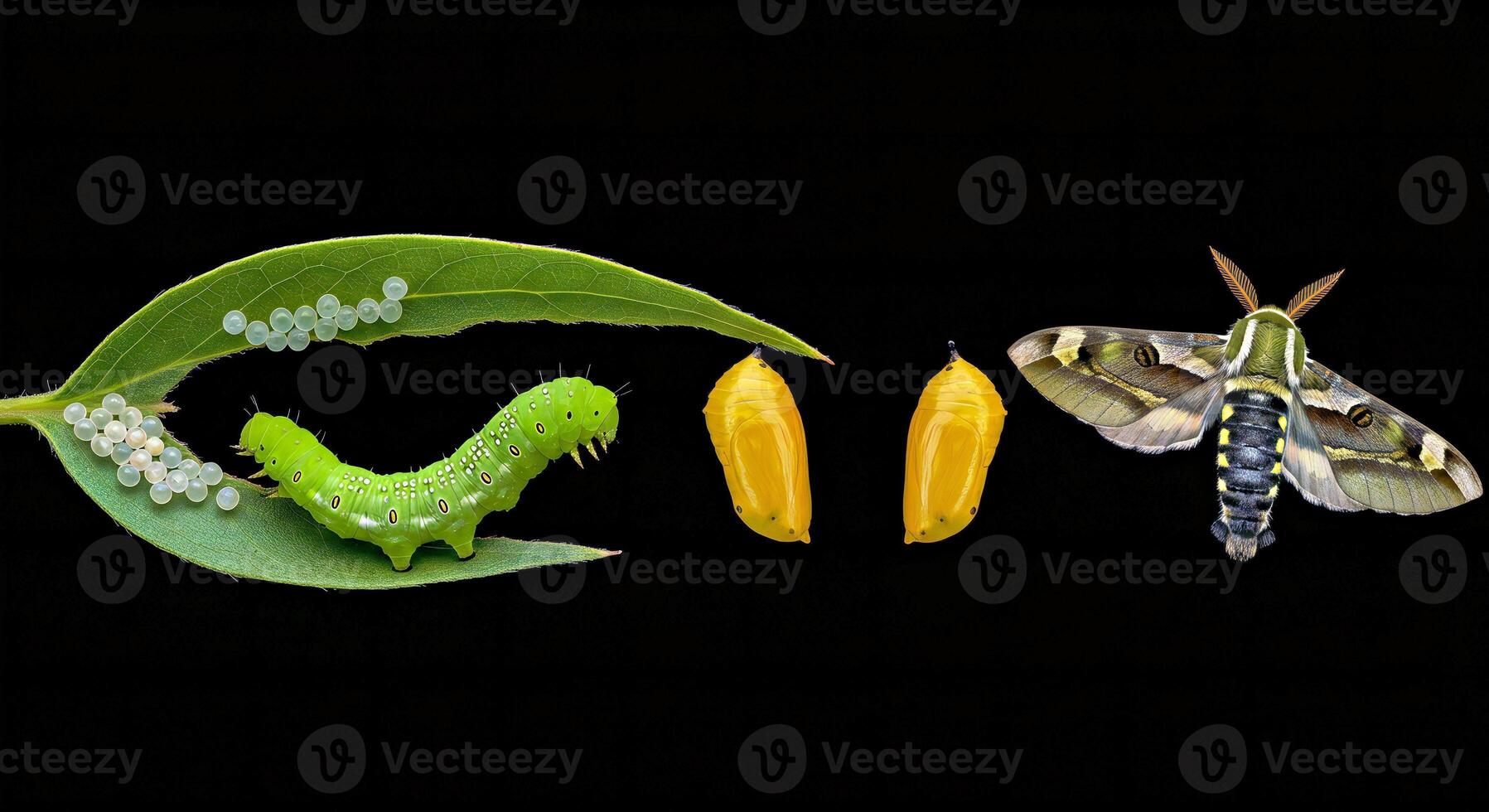 A moth and a butterfly are on a leaf photo