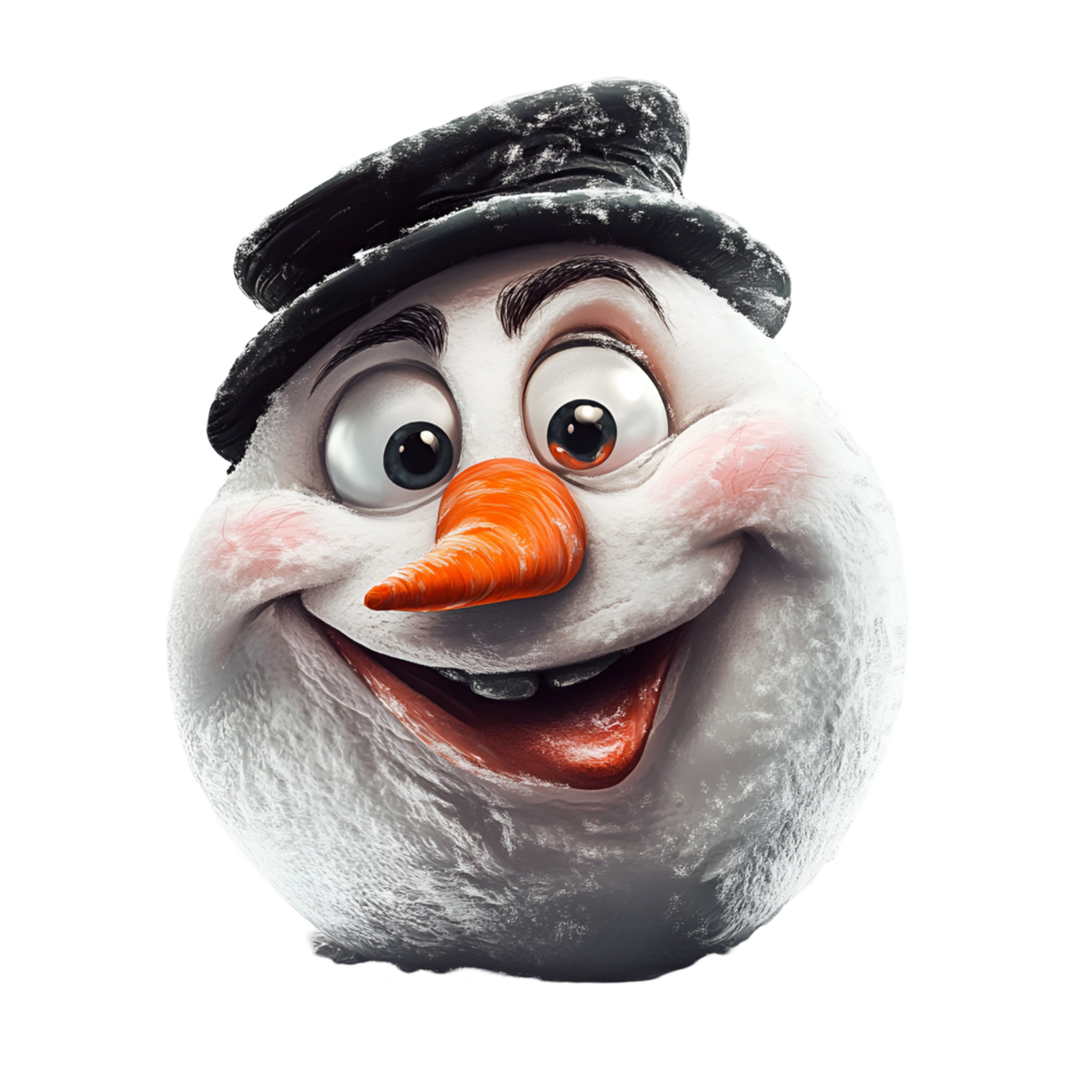 Smiling Snowman with a Cute Hat and Scarf in a Beautiful 3D Render Perfect for Christmas and Winter Scenes png