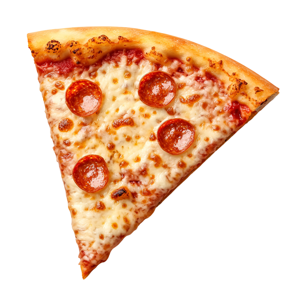 Classic Italian-Style Pepperoni Pizza Slice with Hot Melty Cheese and Crispy Thin Crust for a Perfect Bite png