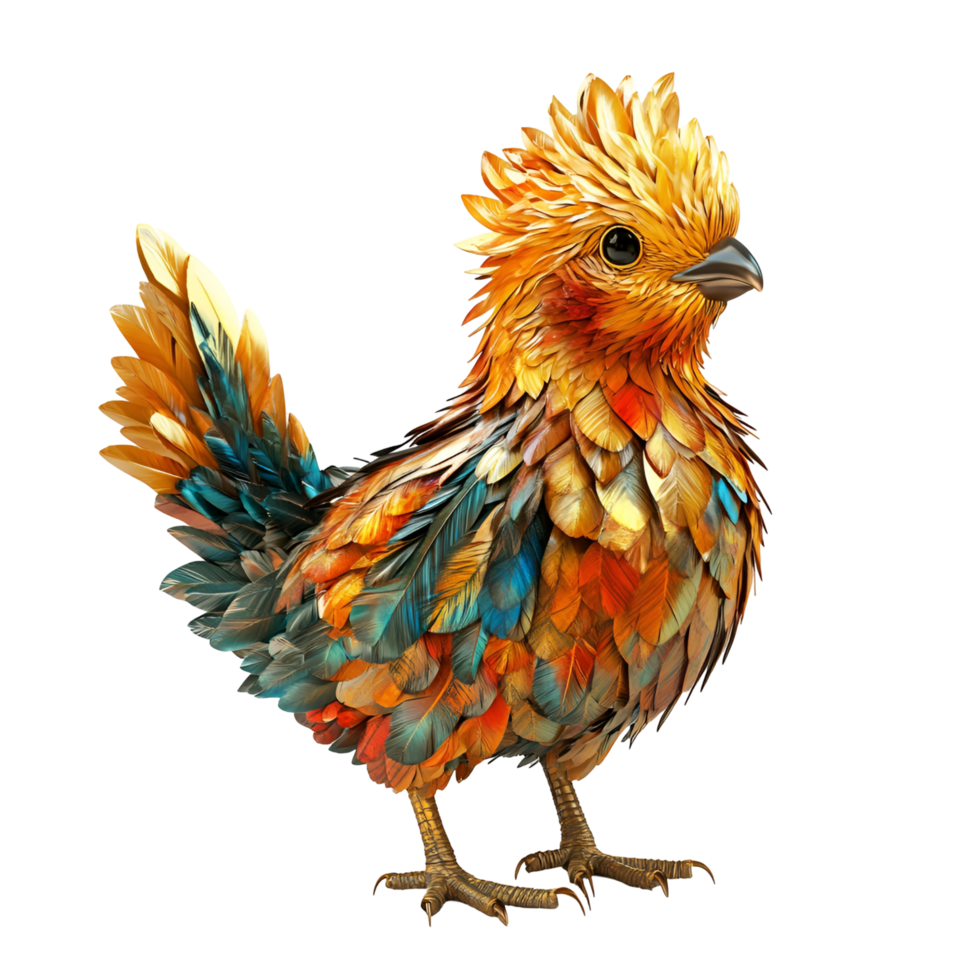 Vibrant Multicolored Bird with Stunning Feathers and Unique Artistic Design Isolated on Transparent Background png