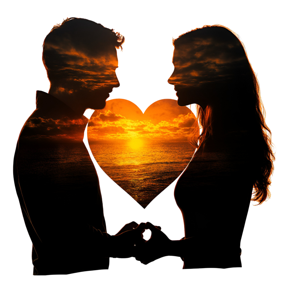 Beautifully Crafted Silhouette of a Couple Sharing a Tender Moment in Romantic Style png