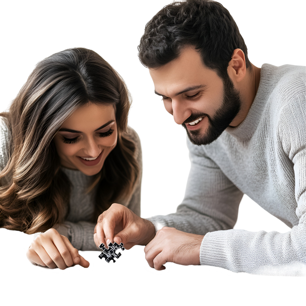 Modern Connection A Couple Engaged With a Smartphone on a Table png