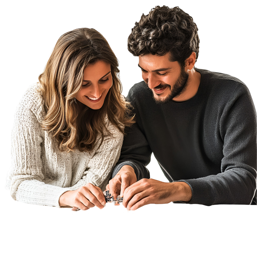 Technology and Togetherness A Couple Viewing a Smartphone on a Table png
