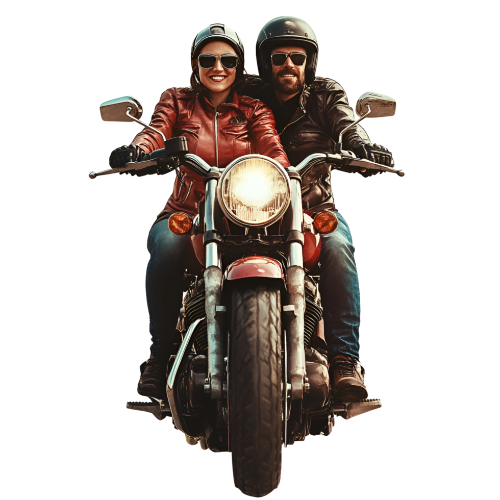 Exciting Journey of Two Riders Exploring the World on a Sleek Motorbike Ride png
