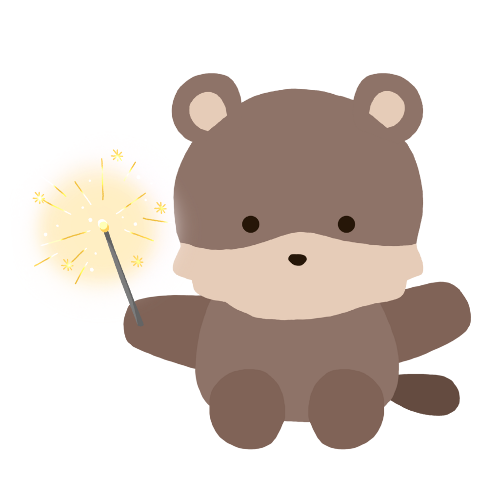 a brown groundhog holding a sparkler on a transparent background png