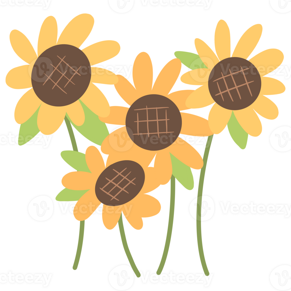 Multiple Sunflowers Clip Art on Transparent Background png