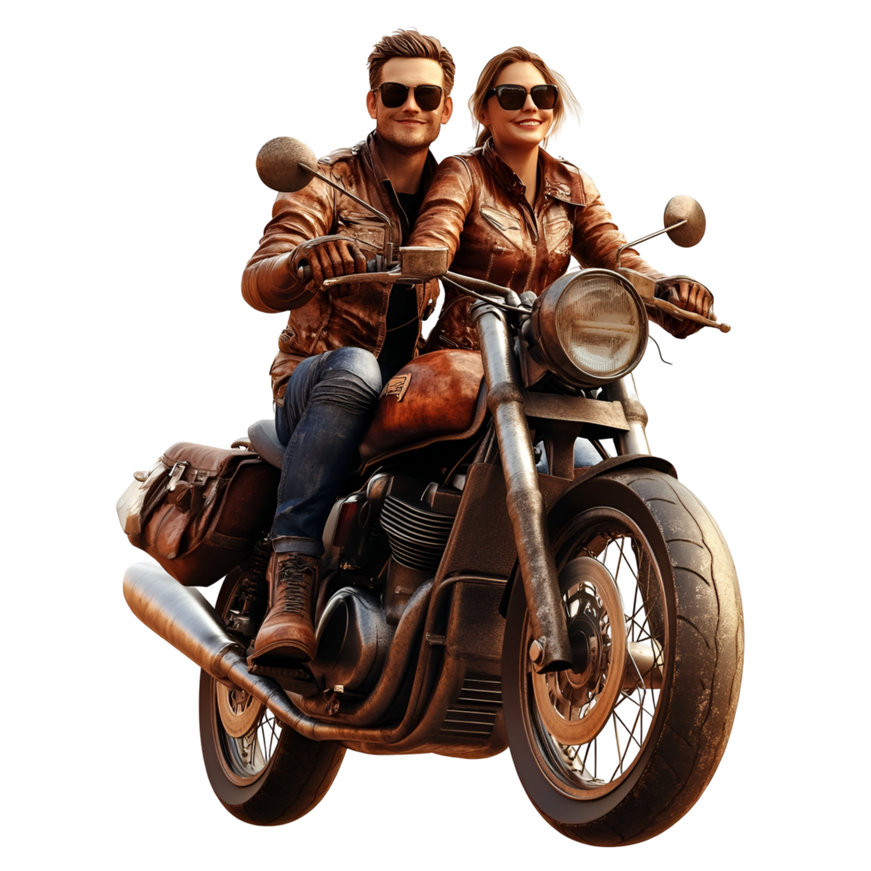 Adventurous Duo Enjoying a Scenic Motorcycle Ride Together Under the Open Sky png