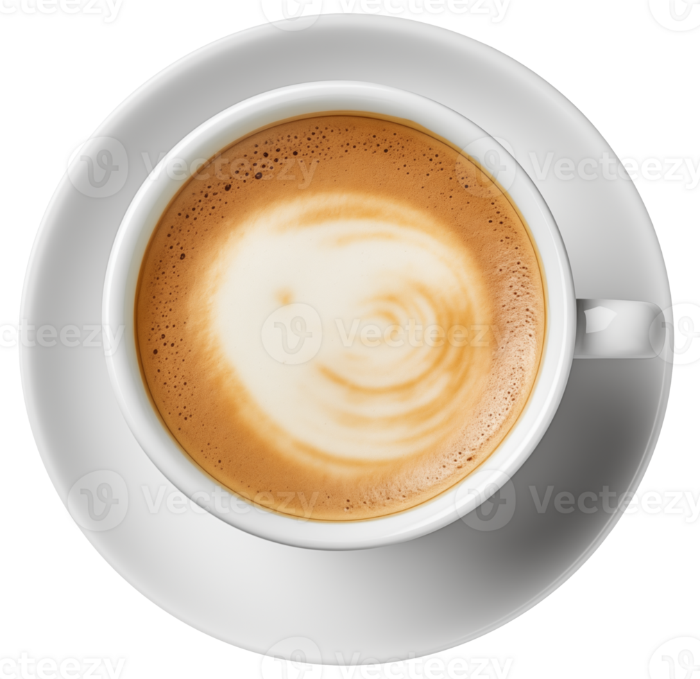 Top view of a coffee cup with latte art png