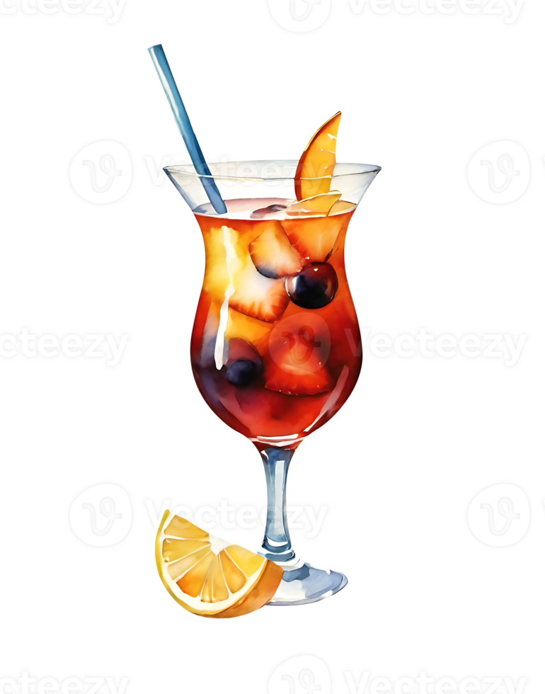 cocktail with fresh fruit in a clear glass png