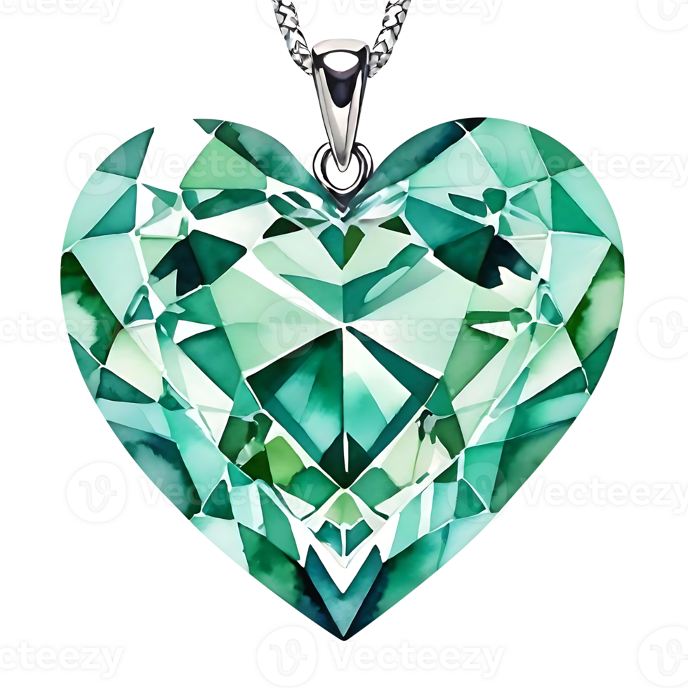 Stunning heart shaped crystal pendant showcasing vibrant green hues and intricate facets png