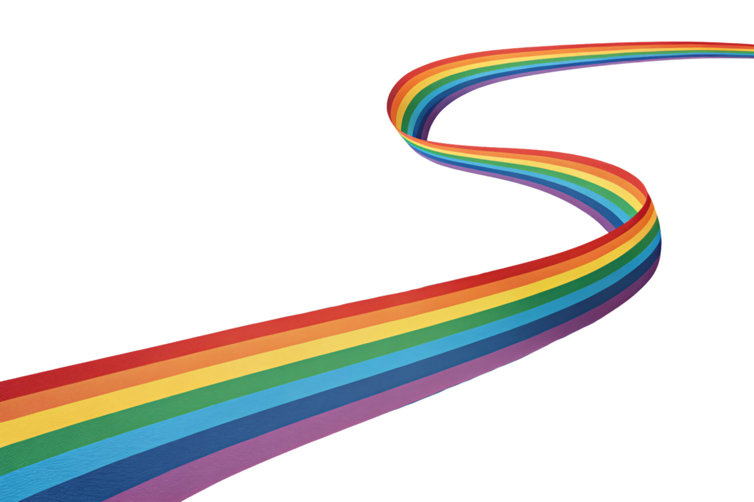 A spiraling, three-dimensional rainbow road curving gracefully into the distance, emphasizing movement, hope, and endless possibilities png