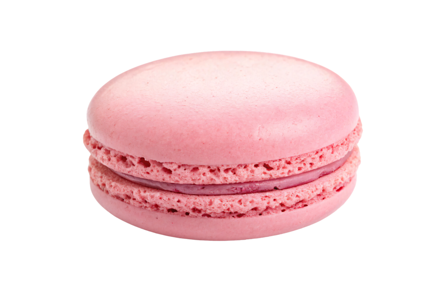 A pink macaron with soft filling and textured edges, evoking sweetness and elegance png
