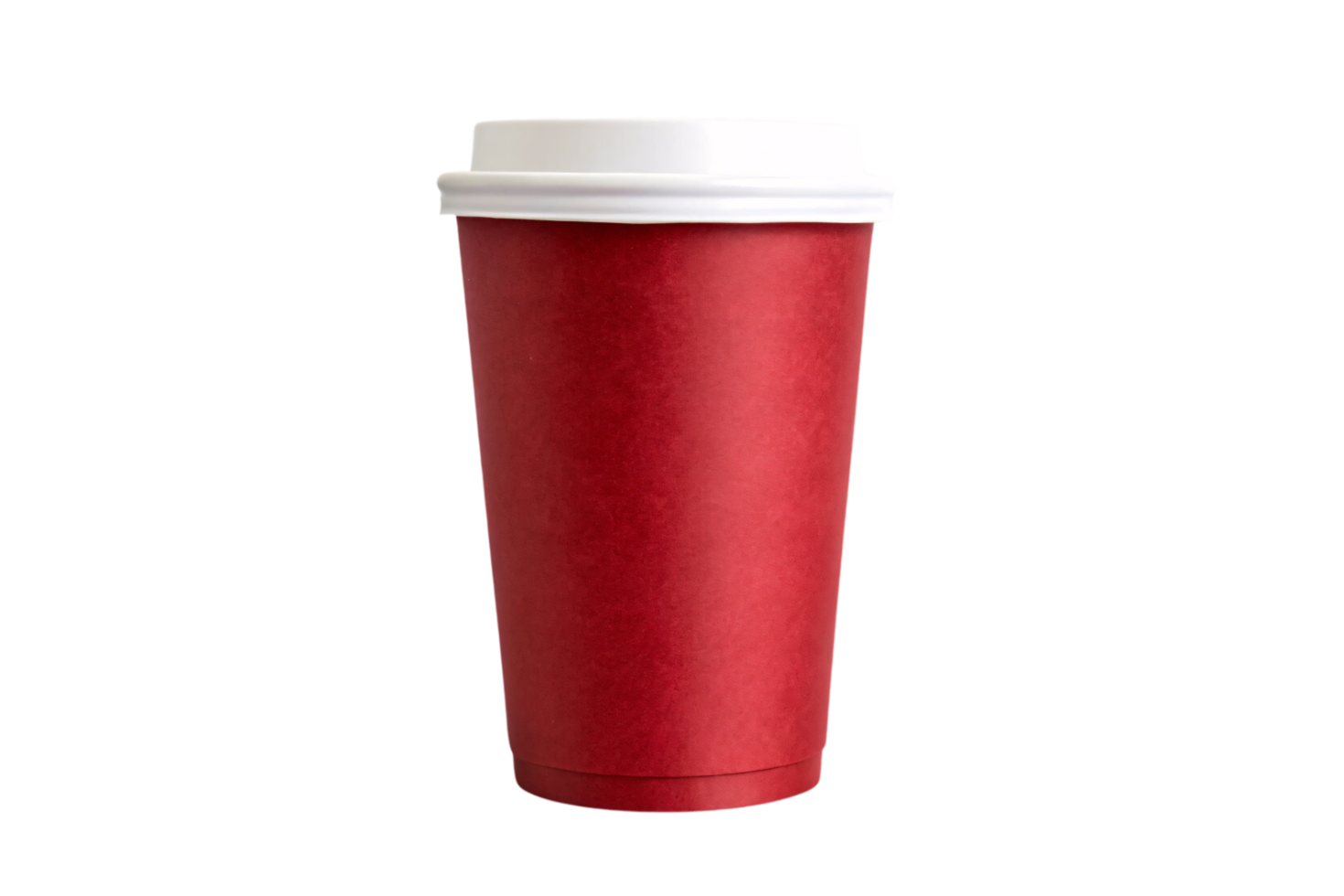 A clean bright red cup featuring a smooth finish, capped with a white lid for a festive and inviting look png