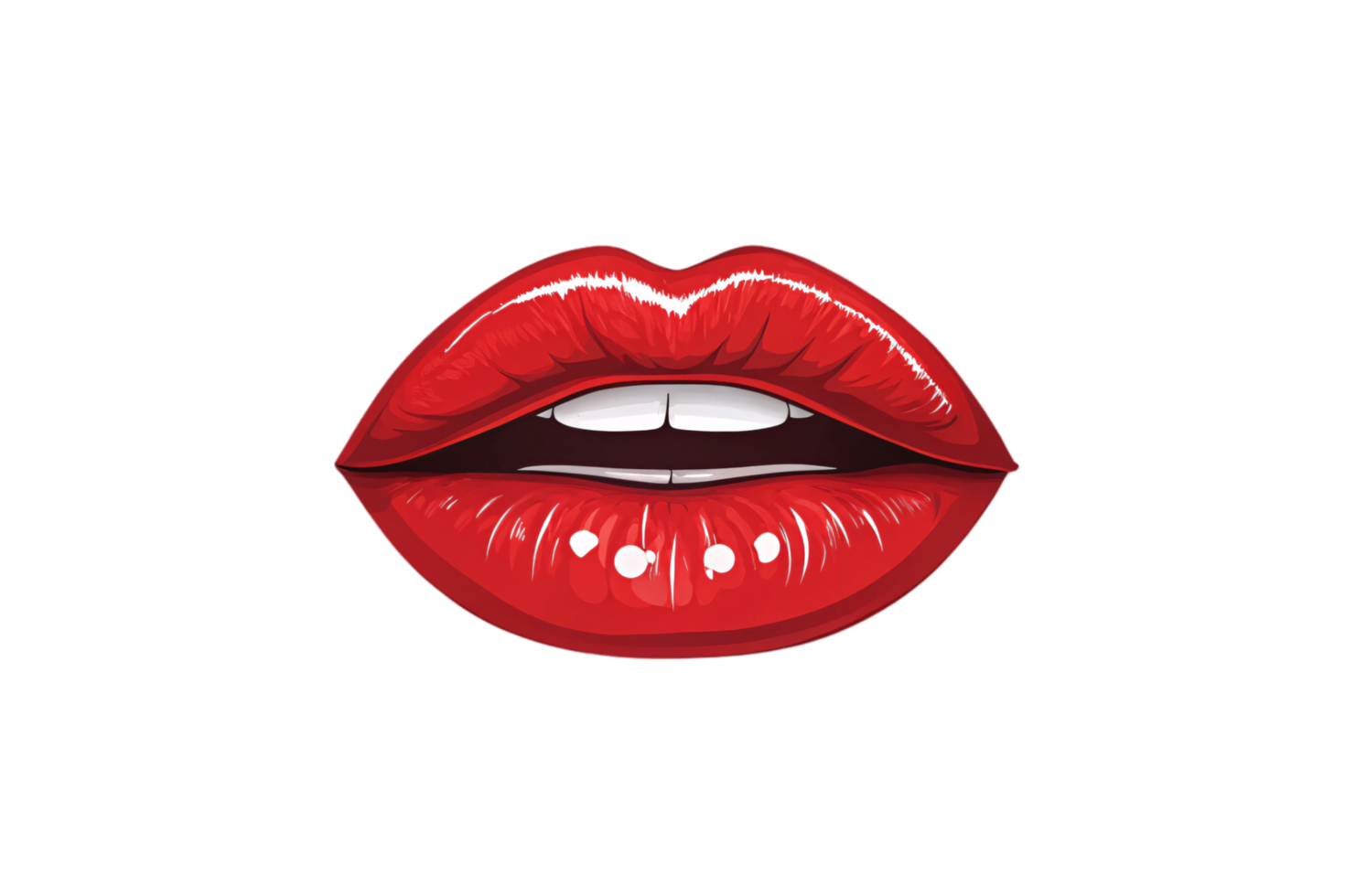 Artistic depiction of shiny red lips with intricate highlights, parted for a striking visual emphasis on texture and color png