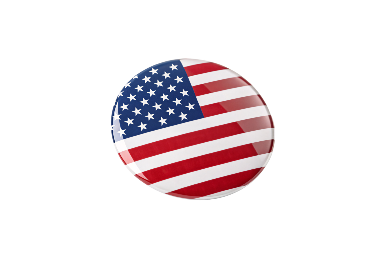 A glossy circular badge displaying the American flag with vibrant red, white, and blue stripes, symbolizing patriotism and unity png