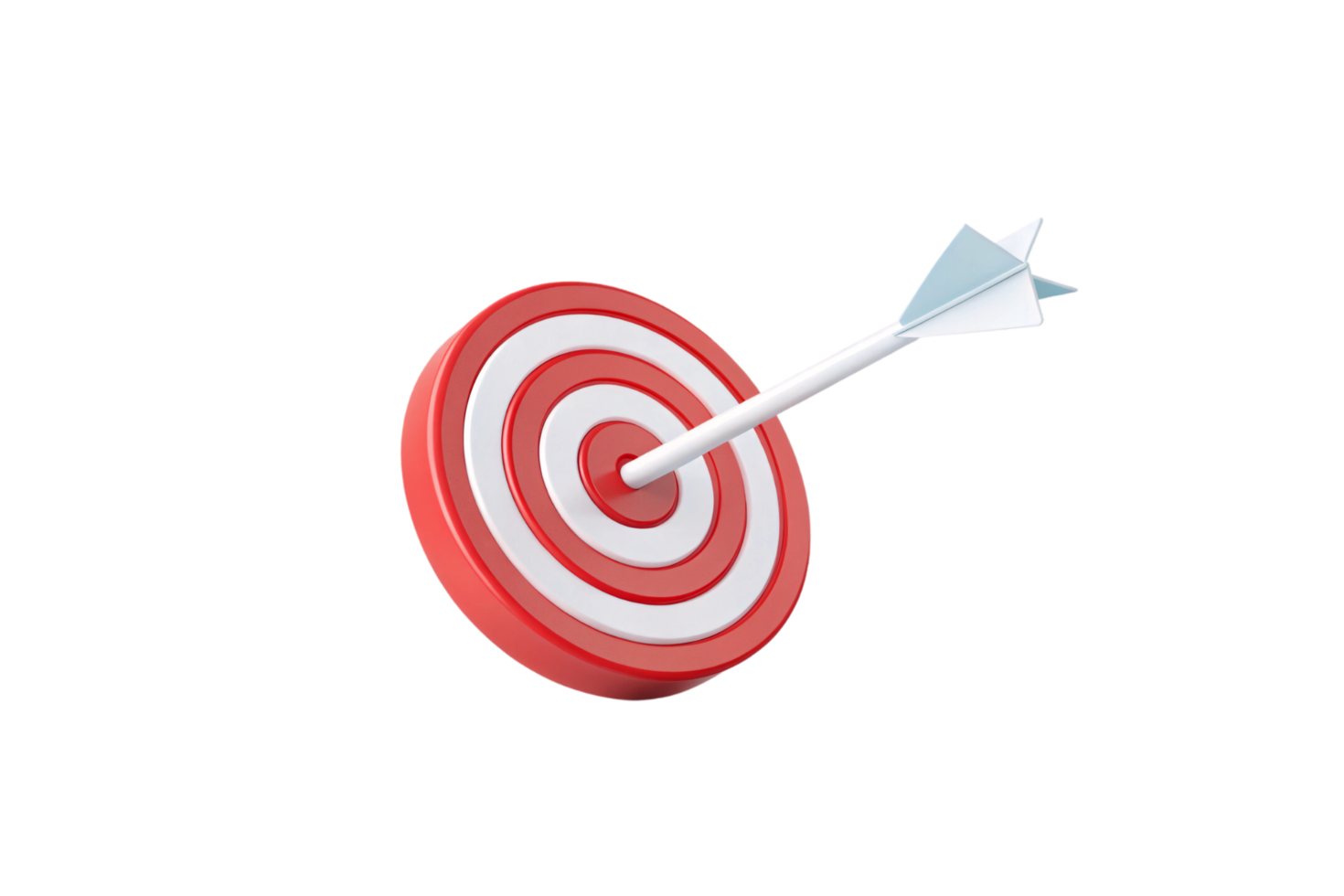 A vibrant red-and-white bullseye with a white arrow perfectly centered, symbolizing precision, success, or hitting the target png