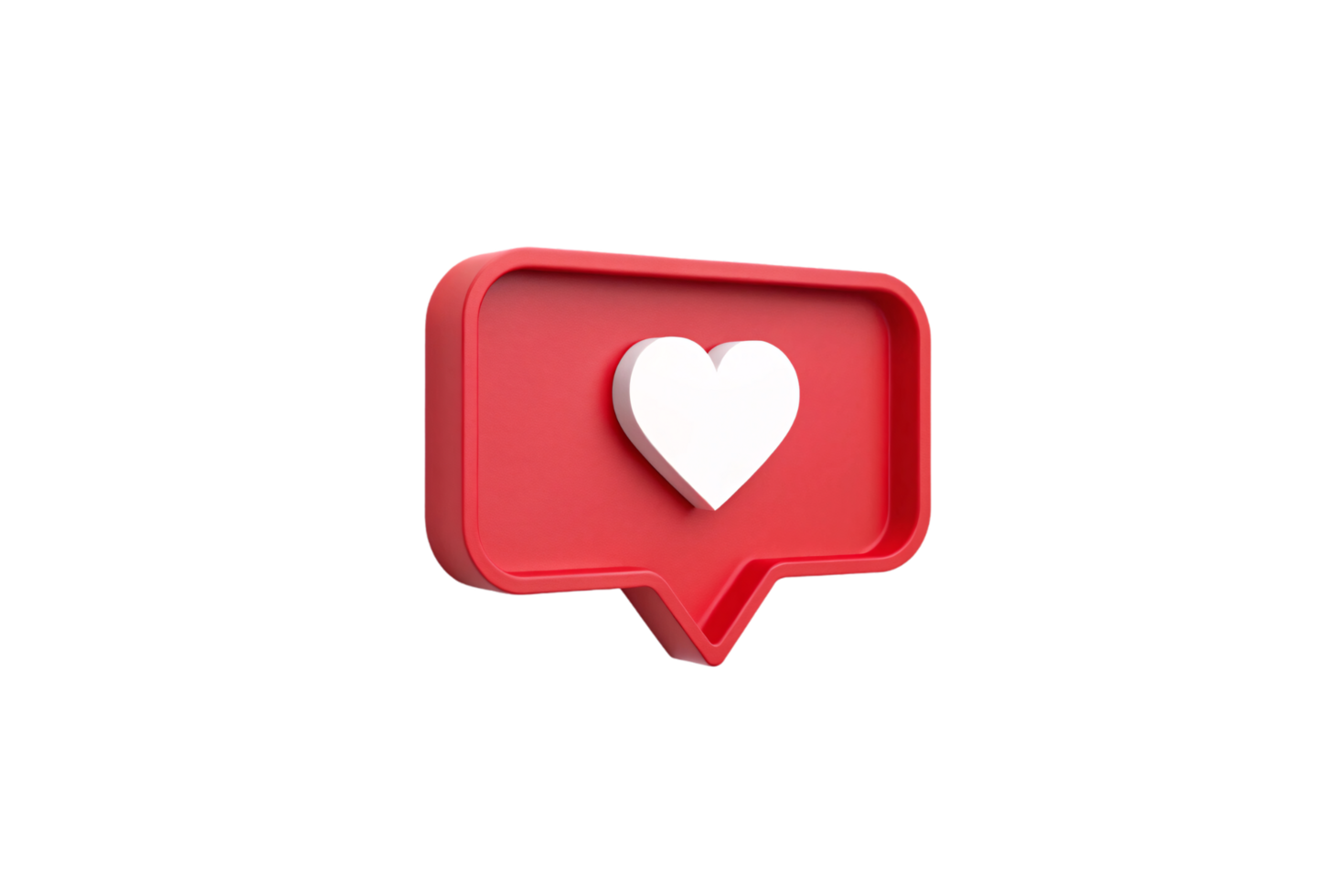 A vibrant red 3D notification-like icon featuring a glossy white heart, tilted slightly for a dynamic perspective png