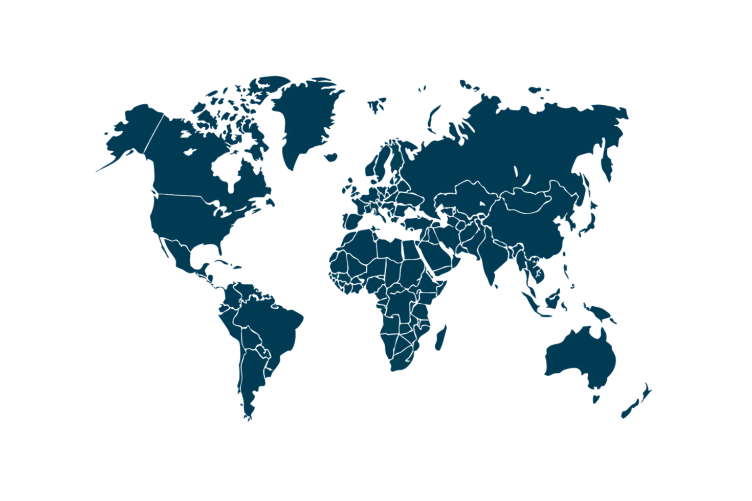 A deep blue world map with outlined countries emphasizes geographical boundaries, blending modern design with a global perspective png