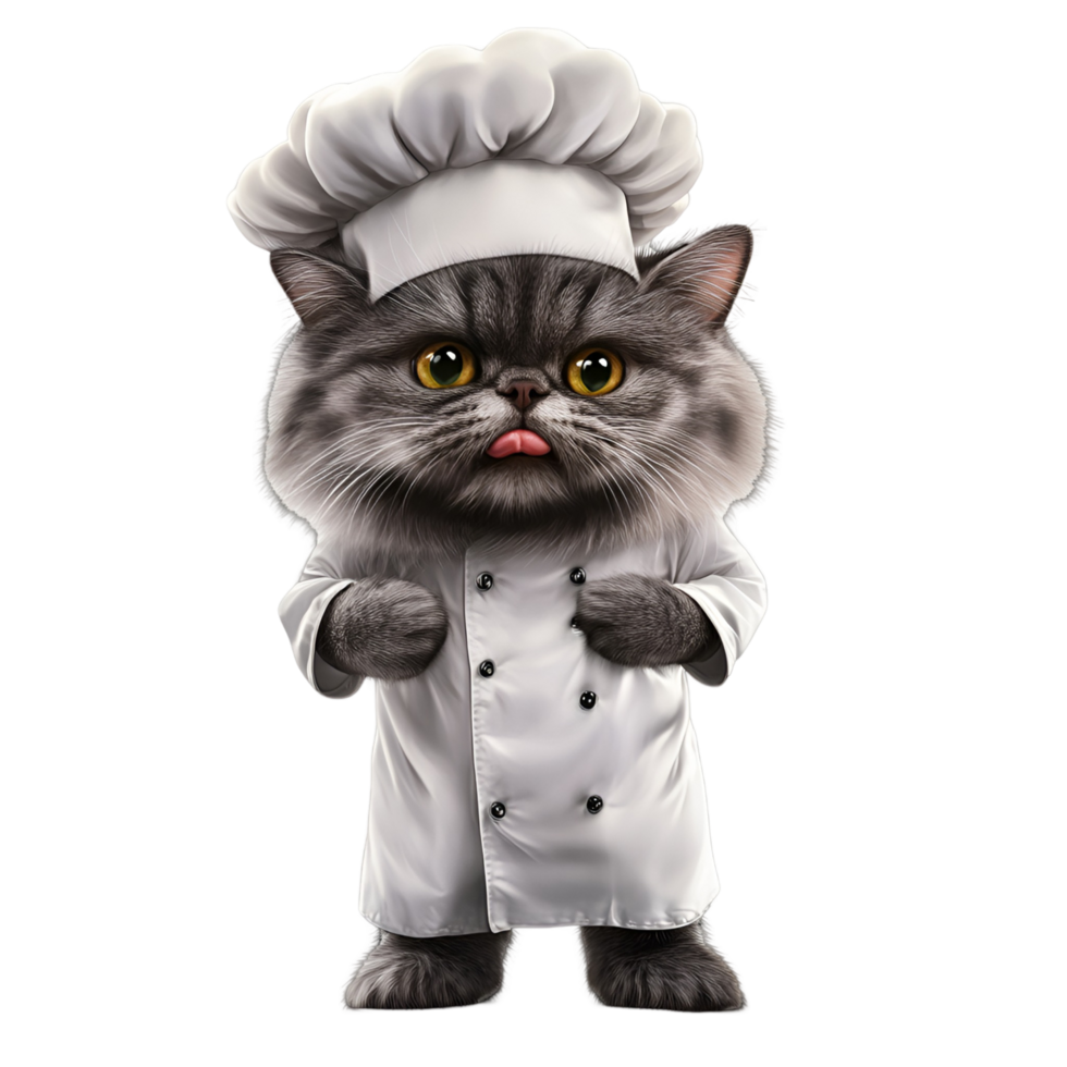 Cartoon Chef Cat Transparent Background png