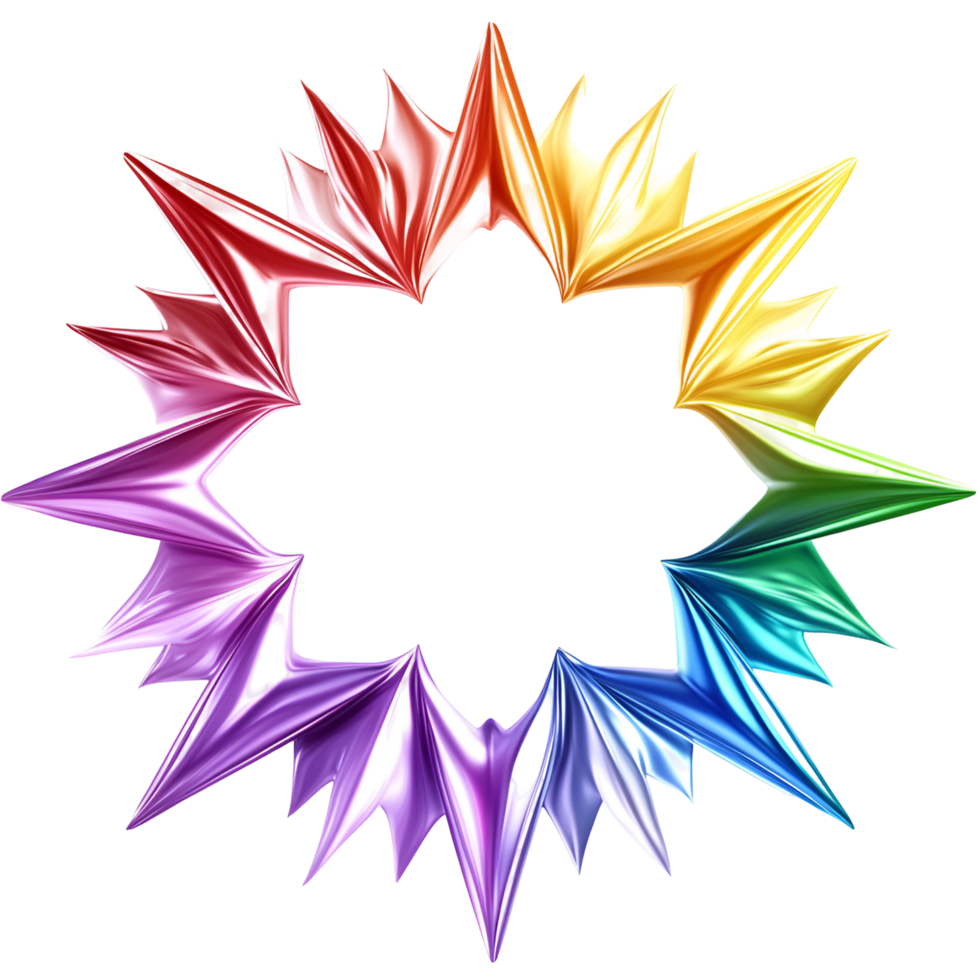 Rainbow Starburst Shape Transparent Background png