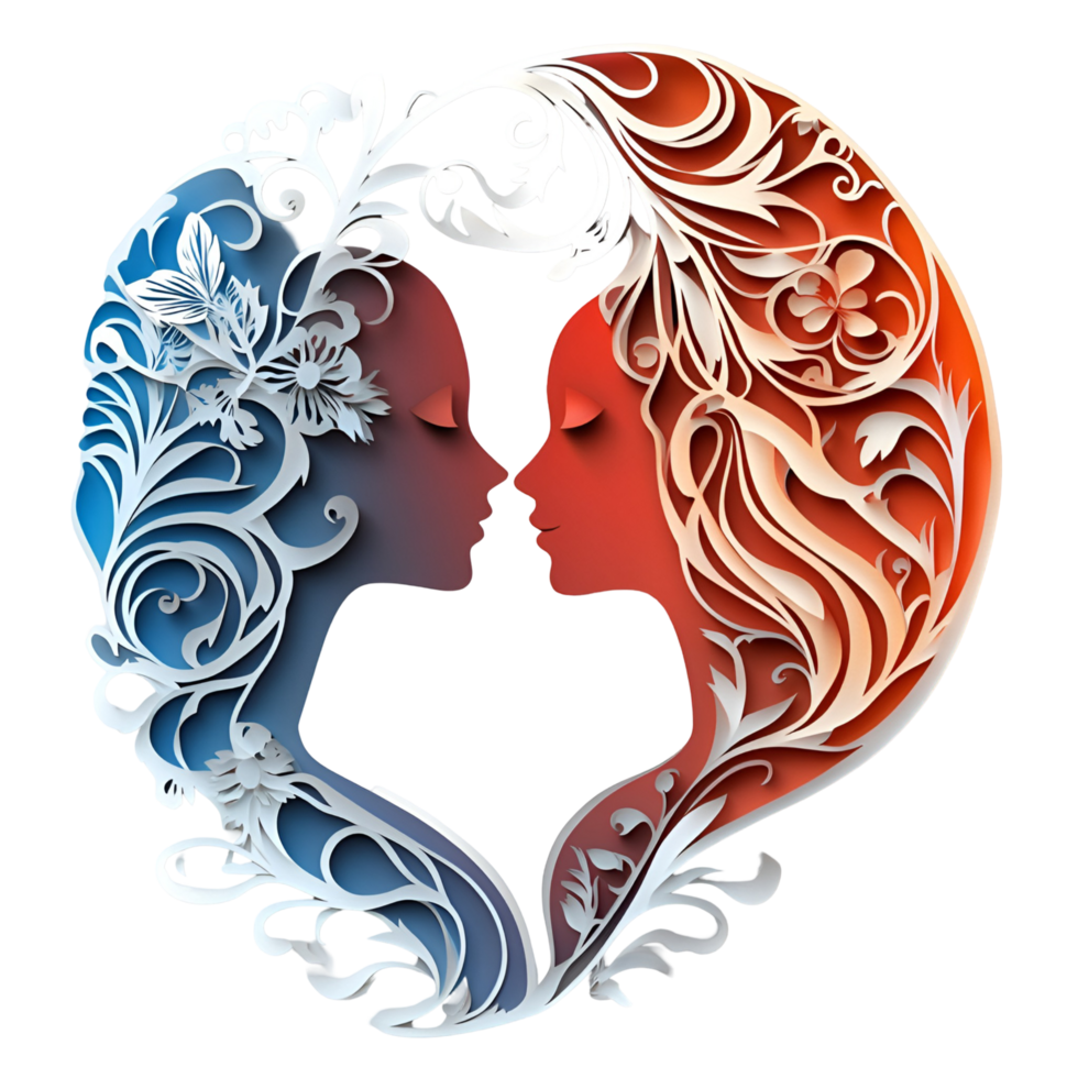 Love Paper Cut Scene Transparent Background png