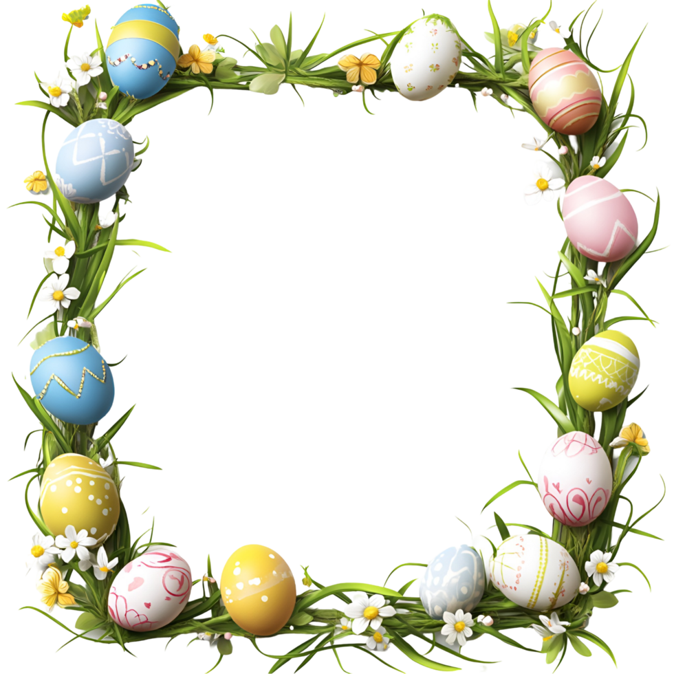 Easter Egg Wreath With Grass Transparent Background png