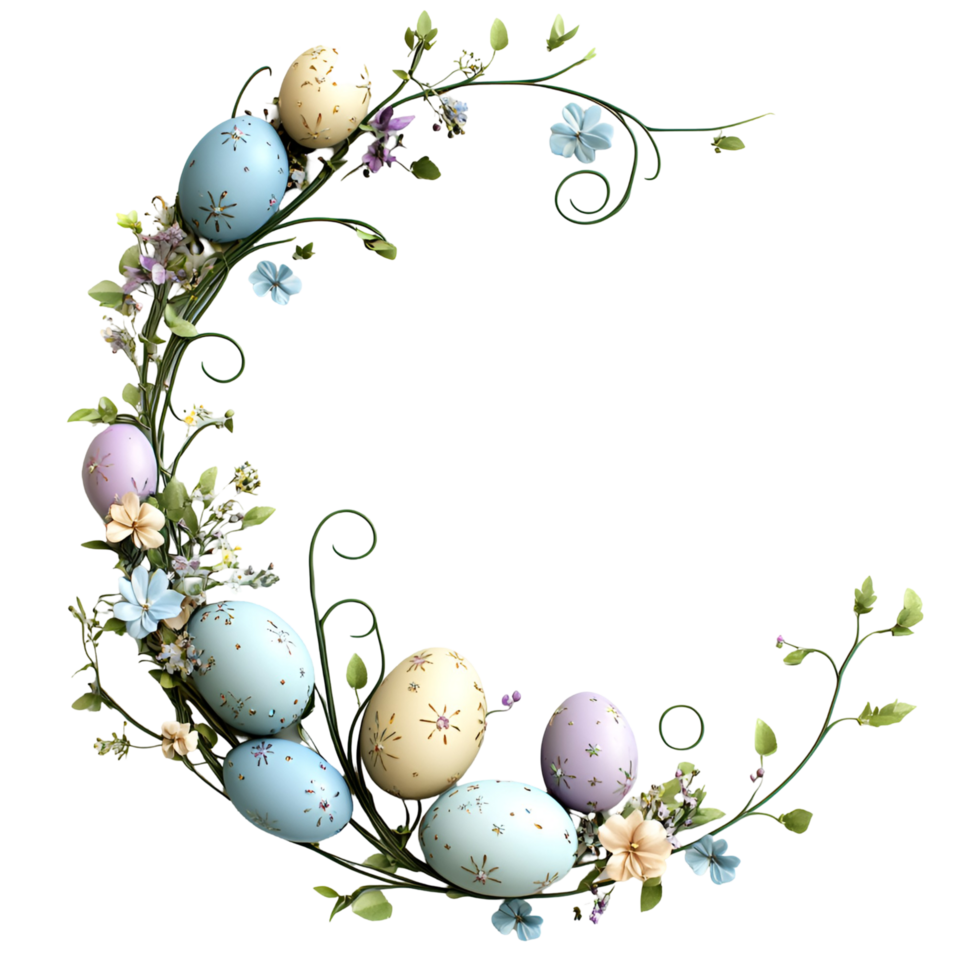 Handcrafted Easter Wreath With Colorful Eggs And Floral Accents On Transparent Background png