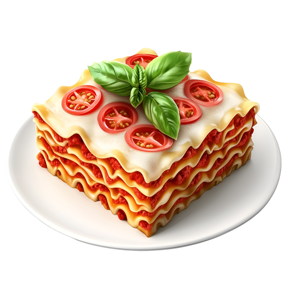 Hot Cheesy Lasagna With Basil Transparent Background png