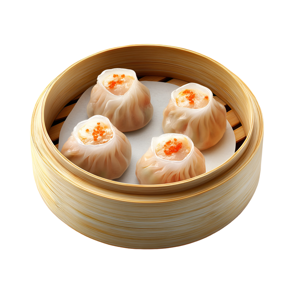 Traditional Dumplings In Bamboo Basket Transparent Background png
